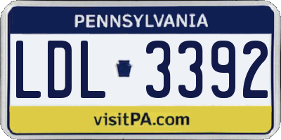 PA license plate LDL3392