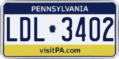 PA license plate LDL3402