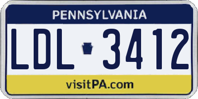 PA license plate LDL3412