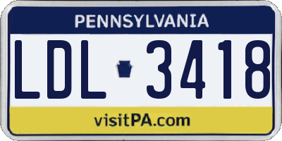 PA license plate LDL3418