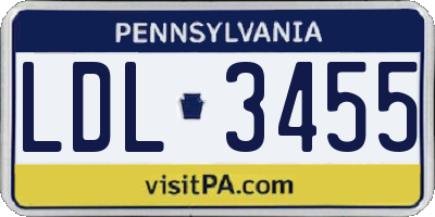 PA license plate LDL3455