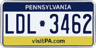 PA license plate LDL3462