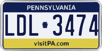PA license plate LDL3474