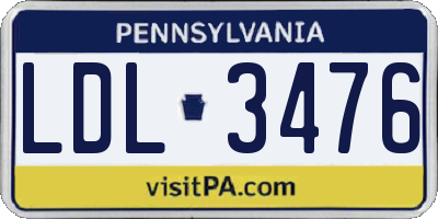 PA license plate LDL3476