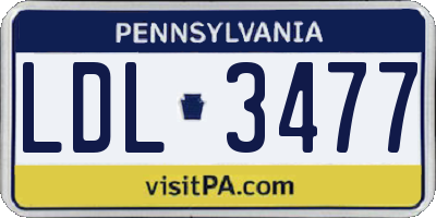 PA license plate LDL3477
