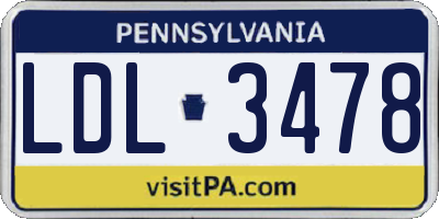 PA license plate LDL3478