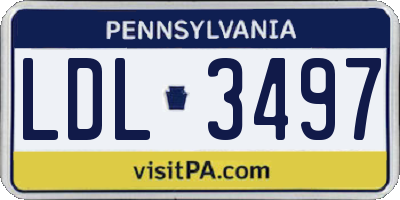 PA license plate LDL3497