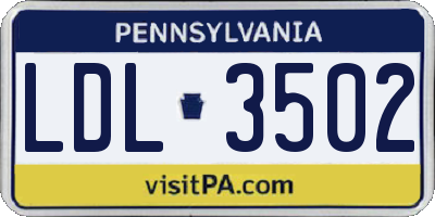 PA license plate LDL3502