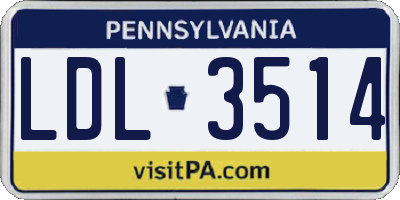 PA license plate LDL3514
