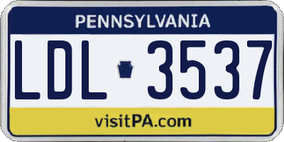 PA license plate LDL3537