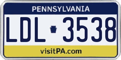 PA license plate LDL3538