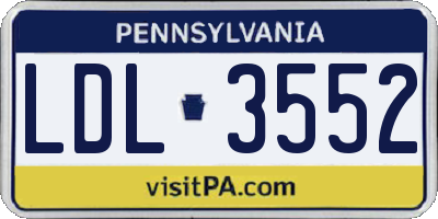 PA license plate LDL3552