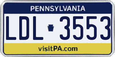 PA license plate LDL3553