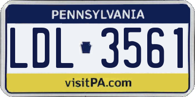 PA license plate LDL3561