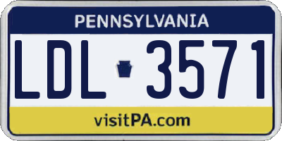 PA license plate LDL3571