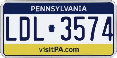 PA license plate LDL3574