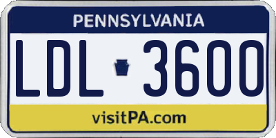 PA license plate LDL3600