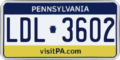 PA license plate LDL3602