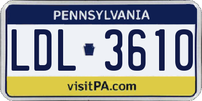 PA license plate LDL3610