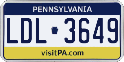 PA license plate LDL3649