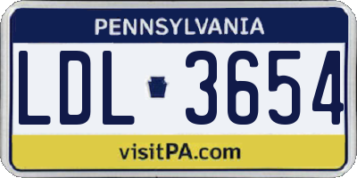 PA license plate LDL3654