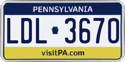 PA license plate LDL3670
