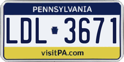 PA license plate LDL3671