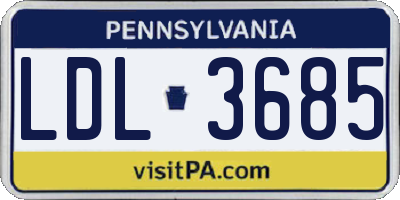 PA license plate LDL3685