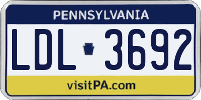 PA license plate LDL3692