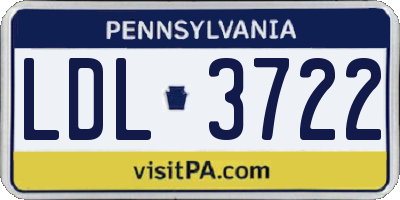 PA license plate LDL3722