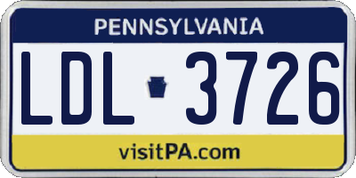 PA license plate LDL3726