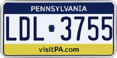 PA license plate LDL3755