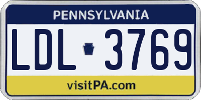 PA license plate LDL3769