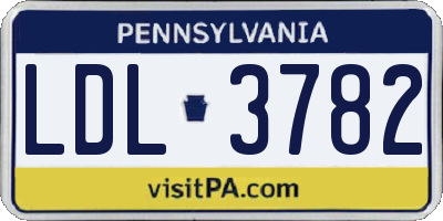 PA license plate LDL3782
