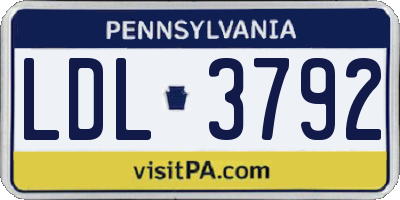 PA license plate LDL3792