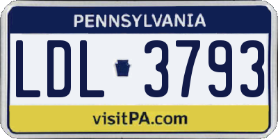 PA license plate LDL3793
