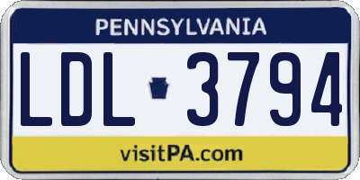 PA license plate LDL3794