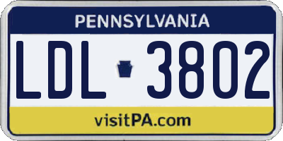 PA license plate LDL3802