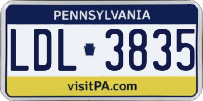 PA license plate LDL3835