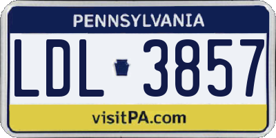 PA license plate LDL3857