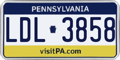 PA license plate LDL3858