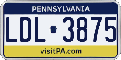 PA license plate LDL3875