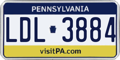 PA license plate LDL3884