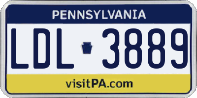 PA license plate LDL3889