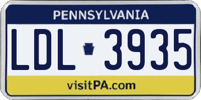 PA license plate LDL3935