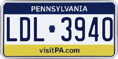PA license plate LDL3940