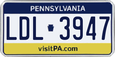 PA license plate LDL3947