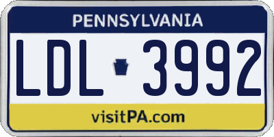 PA license plate LDL3992