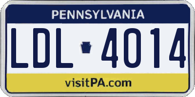PA license plate LDL4014