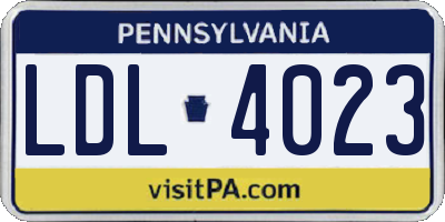 PA license plate LDL4023